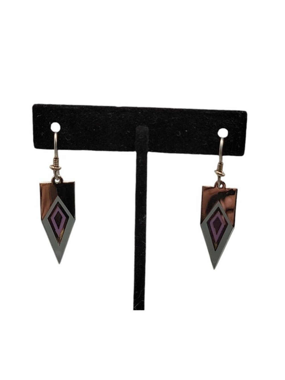 Laurel Burch Naomi Dangling Hook Earrings Enamel Pointed Earrings Vintage - Picture 2 of 11